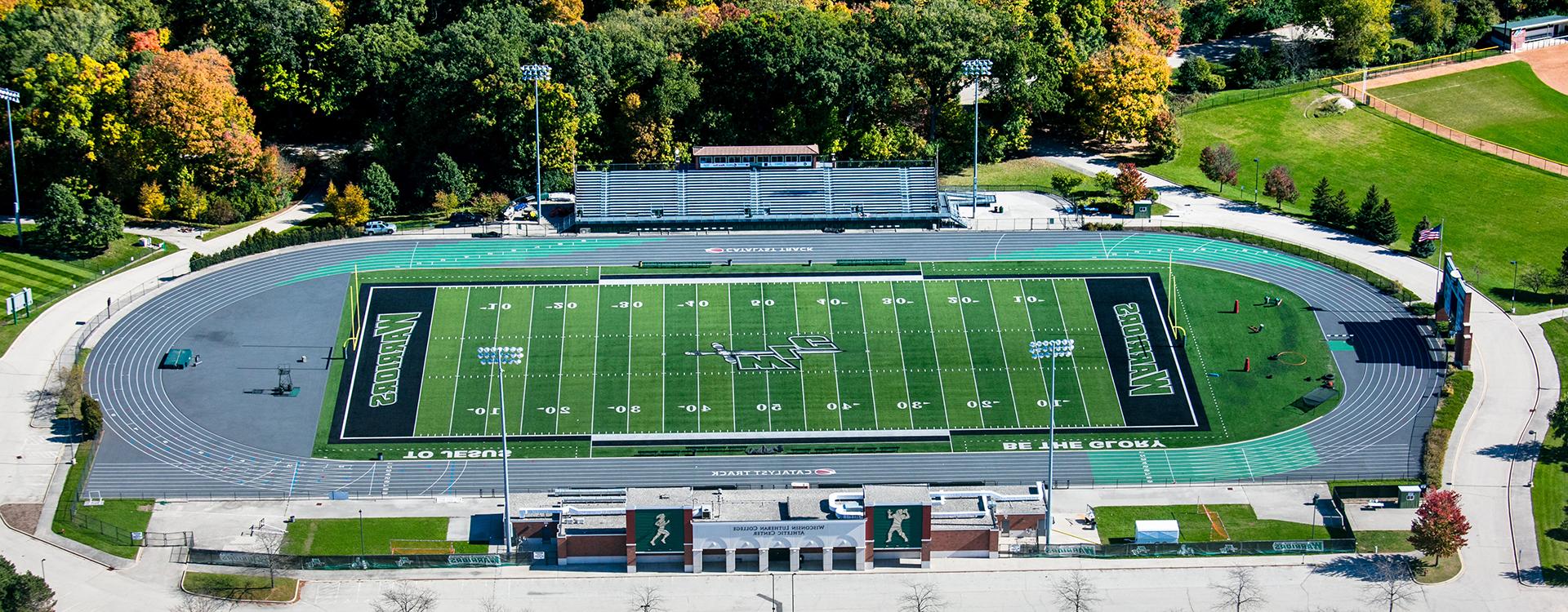 Aerial view of Raabe Stadium